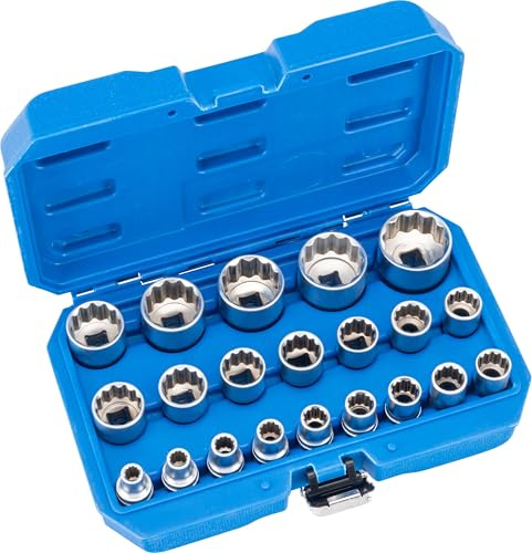 Condor Werkzeug 1021 | Steckschlüssel-Einsätze Zwölfkant | Vielzahn Nusskasten | Nusskasten Satz | 21-tlg. | 1/2 Zoll | 12-kant | SW 8-36 mm