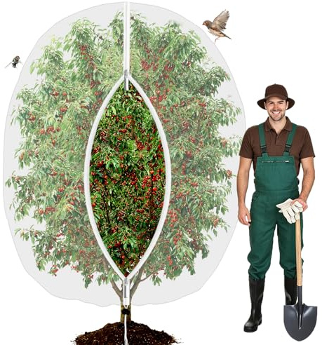 Yotako 8.2x8.2ft Fruit Tree Netting Bird & Insect Protection – Large Reusable Garden Mesh Cover with Zipper & Drawstring for Cherry, Blueberry, Strawberry, Tomato, and Vegetable Plants