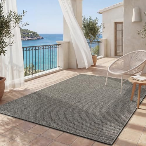 the carpet Maldives – Taupe, 160 x 230 cm – Outdoor Teppich wetterfest – Balkonteppich für Terrasse, Garten – robuster Flachgewebe Teppich pflegeleicht – auch als Indoor Teppich Wohnzimmer Küche