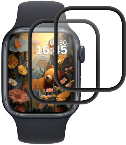 Beukei 2 Stück Panzer Schutz Glas für Apple Watch Series 6/5/4/SE/SE2/SE3 44mm, schutzfolien,9H Härte,HD Klare,Blasenfrei,Anti-Kratzen, glass screen protector Film