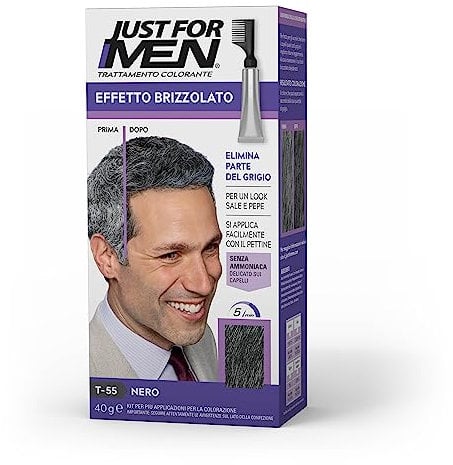 Just For Men Touch Of Gray, Trattamento Colorante Graduale Per Capelli Grigi Uomo, Per Un Look Brizzolato Naturale, Colore Nero, T55