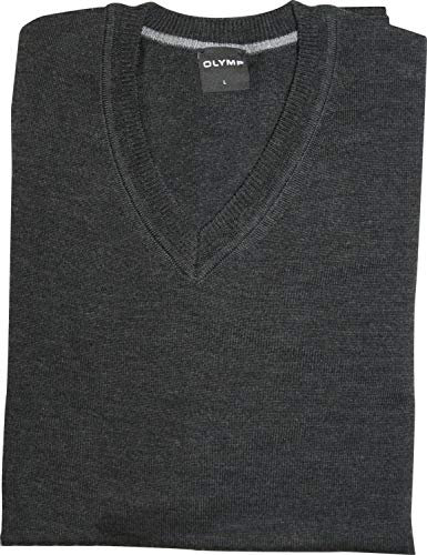 OLYMP Herren Pullover V-Ausschnitt Casual.Strick,Single Jersey,Regular fit,Graphit 69,3XL