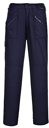 Portwest S687 Women's Action Trousers Machine Washable Hook and Bar Closure | Black, Medium, UPF 40+, Straight Fit, Durable Polycotton Fabric, Secure Storage, 2 Side Zip Pockets, Zipped Pockets, Workwear