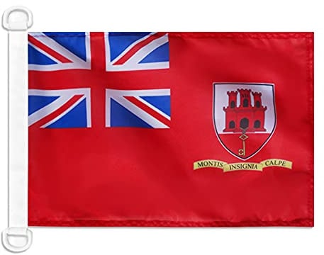 AZ FLAG Gibraltar Civil Ensign Boat Flag 45x30 cm Plastic Rings | Outdoor and marine use Gibraltarian 12x18 in boat flag weather resistant with double stitched seams and reinforced edges