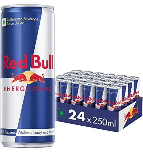 Red Bull Energy Drink, 250 ml Dosen (24 Stück), ohne Konservierungsstoffe, Weizenfrei, geeignet für Veganer, Vegetarier, Halal
