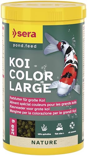sera Koi Futter Color Large 1 l (260 g) | Natürliches Koifutter für farbenprächtige Koi ab 25 cm | Optimale Farbausprägung mit Spirulina, Gammarus & Krill | Für Gute Wasserqualität im Teich