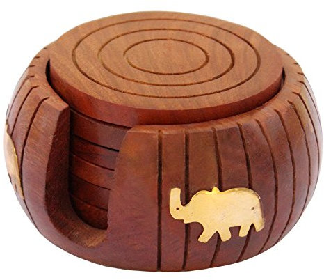 ITOS365 Lot de 6 Dessous-de-Verre en Bois pour Tasse à thé, café et bière, Verres à Eau