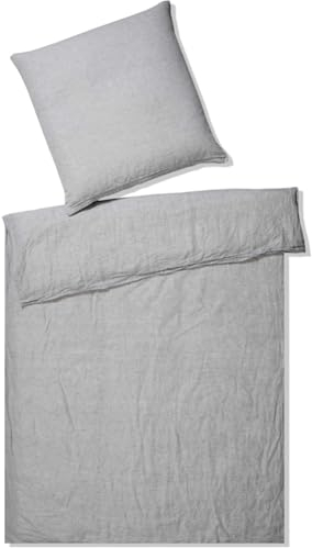 Elegante Halbleinen-Bettwäsche-Garnitur Breeze Farbe hellgrau Größe 135x200+40x80cm
