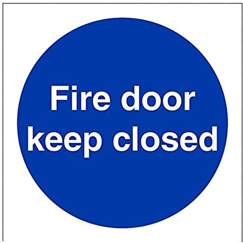 V Safety Fire Door Keep Closed Sign - 100mm x 100mm - 1mm Rigid Plastic