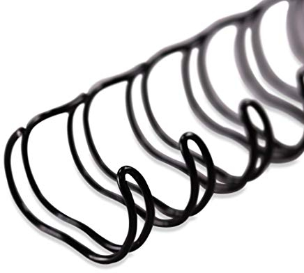 Drahtbinderücken für Bindungen 3:1 (34 Ringe), 9,5 mm, 100 Stück, SCHWARZ, für ca. 75 Seiten - für Ringbindungen