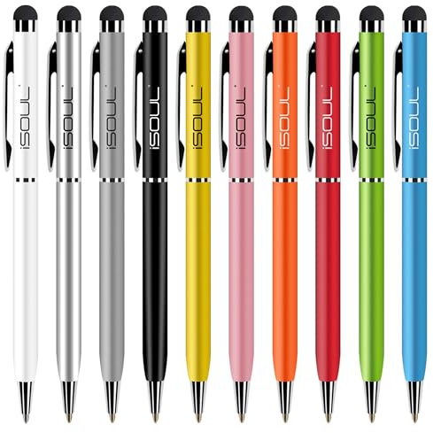 Stylus Pen, iSOUL Stylus Touch Pen, Pack of 10, Stylus Pens for Touch Screens, Stylus for Apple iPad, iPhone, Samsung Galaxy, Oneplus, Pixel, Mobile Phones & Tablets Rainbow