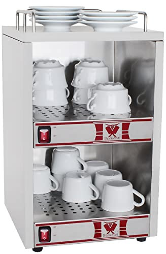 Beeketal 'BTW-2' Profi Gastro Tassenwärmer elektrisch für bis zu ca. 72 Tassen (je nach Tassengröße), 2 Fächer getrennt regelbar, konstante Wärme mit nur 2 x 70W, (B/T/H): ca. 325 x 320 x 550 mm
