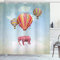 ABAKUHAUS Bunt Duschvorhang, Pink Elephant in Sky, Stoffliches Gewebe Badezimmerdekorationsset mit Haken, 175 x 200 cm, Blaugrau Rosa