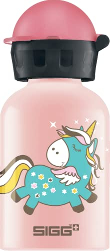Sigg - Gourde Enfant En Aluminium - KBT Fairycon - Pour l'École et le Sport - Étanche & Légère - Sans BPA - Certifiée Neutre En CO2 - Rose Motif Licorne Rigolote - 0,3L