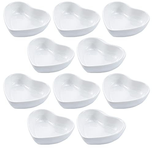 Bicuzat Mehrzweck-Saucen-Schälchen in Herzform oder Sternenform, Keramik, für Sushi-Dip-Schalen (Set mit 4 oder 10 Stück) 10 Pack herz