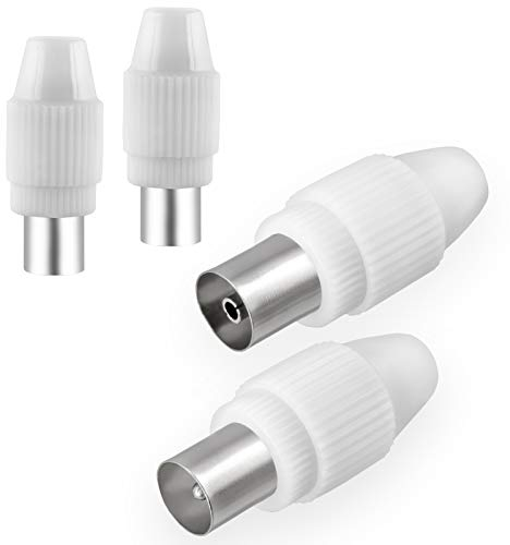 HB-Digital Juego 2conectores macho y 2conectores hembra para antena de televisión DVB-C y DVB-T2 IEC macho y hembra para cable coaxial de antena de acoplamiento cables de conexión de equipos HQ 4K UHD