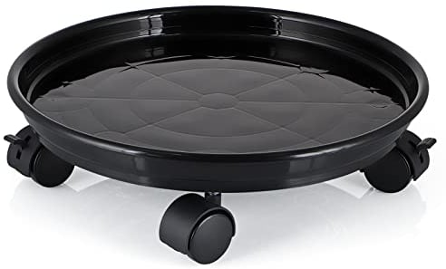 Skelang 30cm Support de Pot de Fleurs à Roues, Support Roulant Plantes, Support pour Plante avec Roue Universelle pour Plantes d'intérieur et d'extérieur, capacité de Charge 56kg (Noir)