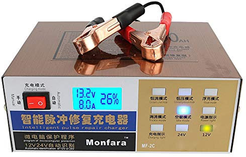 Carica Batteria Auto Caricabatteria auto 12V 24V automatico pieno caricabatterie for veicoli elettrici batteria intelligente degli impulsi di riparazione Tipo 100AH ​​per il motociclo Caricabatterie A
