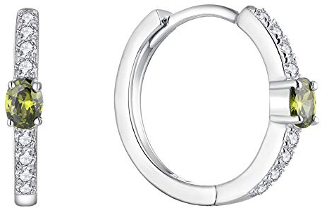 JO WISDOM Creolen Ohrringe Silber 925 Damen mit 3A Zirkonia August Geburtsstein Peridot Farbe,Schmuck für Frauen