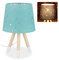 Relaxdays Tischlampe Kinderzimmer, Nachttischlampe Sterne, Jungen & Mädchen, E14, runder Stoffschirm, 40 cm hoch, mint