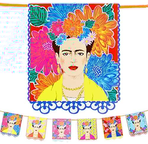 Talking Tables BOHO-GARLAND-FRIDA Kahlo Print Girlande Ammer-3m | Bunt gefärbte Party Dekorationen zum Geburtstag, Fiesta, mexikanische Cinco de Mayo Feier, Kinderzimmer Dekor
