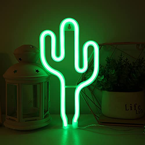 Bipily Cactus Neon Light LED Sign Cactus Lampe Applique murale Lampe Chambre Décor Batterie USB Exploité Neonpour Bar Chambre pour enfants de soirée de mariag-vert cactus