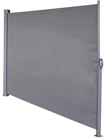 YAOBAO Seitenmarkise Ausziehbar Ausziehbare Markise Seitenmarkise Mit Bodenhalterung Vollaluminium Sonnenschutz SPF40+ Für Balkon, Terrasse Und Garten, Sichtschutz,Grau,M