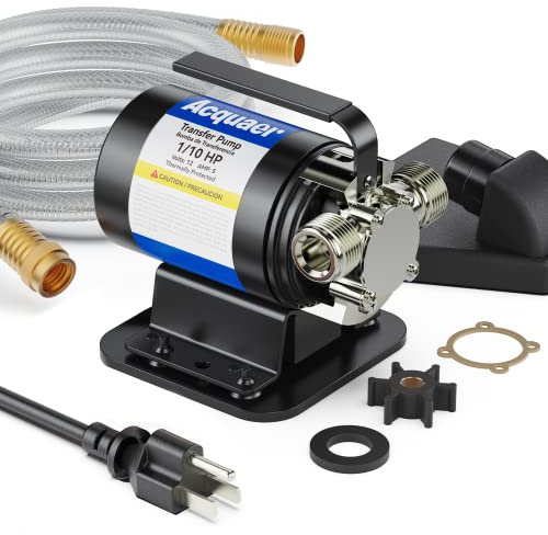 Acquaer Portable Electric Utility Water Transfer Pump 115V 1/10 HP with Suction Hose Kit, Low Suction Water Removal for Water Beds, Pools, Rain Barrel, Aquariums