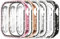 Simpeak 5 Pezzi Cristalli Cover Compatibile con Apple Watch 41 mm Series 7, Rigida Bling Completa Protettiva Sostituzione Custodia con Vetro Protezione Schermo, Oro/Rosa/Nero/Argento/Trasparente