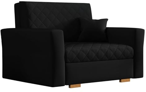 Mirjan24 Schlafsofa Viva Caro I mit Bettkasten, Sofa Couch einsitzer Polstersofa mit Schlaffunktion inkl. Kissen, Rückenlehne und Sitzfläche fest angenäht (Zanzibar 190)