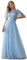 Ever-Pretty Robe Demoiselle d'honneur Femme Tulle Manches Courtes Paillettes Longue A Line Chic Bleu 36