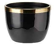 Gift Company Cache-pot Saigon avec anneau métallique S Pot de fleurs Noir Or H 12 cm
