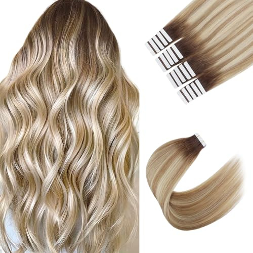 Sixstarhair Tape Extensions Echthaar Remy Hair Extensions 40cm Skin Weft HaarverläNgerung Echthaar Tape In Extensions 20 StüCk 50 Gramm Balayage #3/8/613