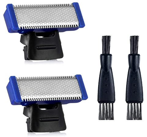 2PCS Rasierer Ersatz Kopf Kompatibel mit Micro Touches Solo Trimmer Ersatz Klingen Solo Rasiermesser Klingen (2PCS+2 Bürsten)