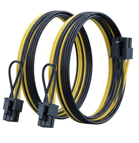 2-Pack PCIe 6 Pin to 8 Pin (6+2) Power Cable 20Inch GPU Converter for Cooler Master Thermaltake PSU with Standard 6-Pin Port, for ASUS ASRock Gigabyte Radeon Sapphire NVIDIA Tesla Graphics Card
