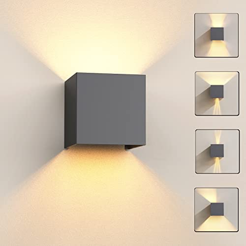 Oyajia LED Wandleuchte Modern Up Down Wandlampe Mit Einer Ersetzbaren G9 LED Birne IP65 LED Wandbeleuchtung Innen & Außen Warmweiß 3000K 12W (Anthrazit)