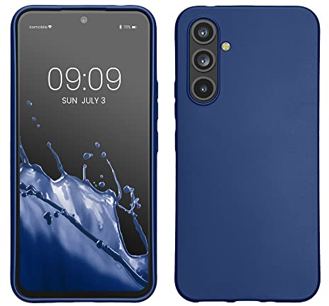 kwmobile Handyhülle für Samsung Galaxy A54 5G Hülle - Silikon Case metallisch schimmernd - Schutzhülle Cover - Metallic Blau