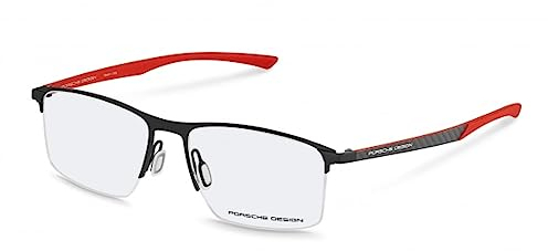 Unbekannt Porsche P8752 Men's Frame, Black, Red, 57, Black, Red