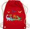 Turnbeutel Rucksack - Geschenk Dinosaurier personalisiert mit Name I Dino I Dinos - Unisize - Rot - sportbeutel junge kita beutel für wechselwäsche tier trex stoffbeutel kindergartentasche jungen