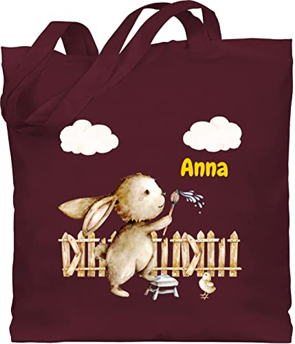 Baumwolltasche - Ostergeschenke Ostern - Süßer Hase Kinder - Unisize - Bordeauxrot - osterhasentasche easter osterhase erwachsene stofftasche oster jutetasche ostegeschenk hasen stoffbeutel