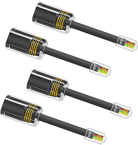 NECABLES 4 Stück Telefonkabel-Entwirrer für Festnetz-Telefonkabel-Entwirrer, Handset, Kabel-Entwirrer, Drehkabel, RJ9 4P4C, Stecker auf Buchse, für Schreibtisch-Telefon, Schwarz