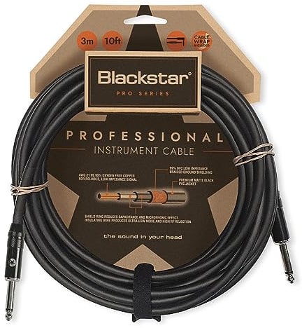 Blackstar 3m (10ft) Pro Series Instrument Cable Straight ¼” Jack to Straight ¼” Jack for Bass/Electric Guitar/Electro-Acoustic/Keyboard/Amp