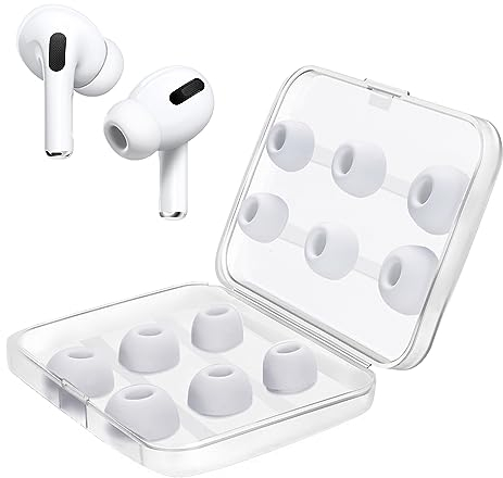 6 Pairs Replacement Ear Tips for AirPods Pro and AirPods Pro 2nd Generation with Noise Reduction Hole, Silicone Earbuds Tips for AirPods Pro with Portable Storage Box (Sizes, S/M/L, White)