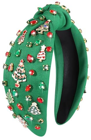 MOLOCH Christmas Headband for Women Christmas Tree Bow Snowflake Knotted Headband Jeweled Crystal Xmas Headband Christmas Decorations Gifts