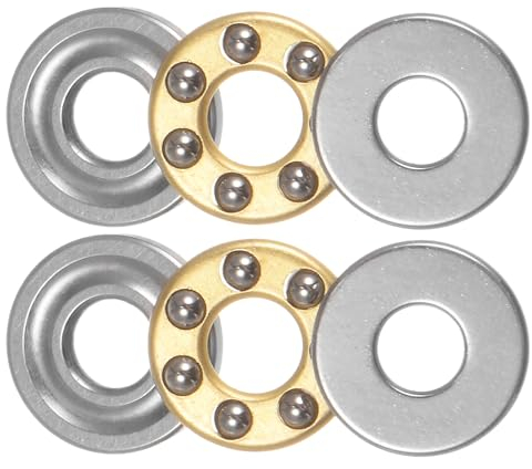 sourcing map F3-8M Thrust Ball Bearing 3mm x 8mm x 3.5mm Brass with Washers ABEC3 2pcs