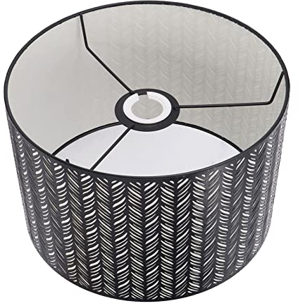 HERCHR Dekorativer Trommel-Lampenschirm, Metall-Trommel-Lampenschirm, Hohles Muster, Große Lampenschirme, Ersatz-Lampenabdeckung, E27, E14-Lichtschirm Für Tisch, Boden, Deckenleuchte, Schwarz
