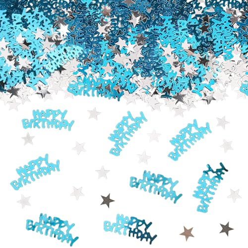 GoldRock Happy Birthday Konfetti Streudeko Geburtstag Blau,500 Stück Happy Birthday Tischdeko Geburtstag,Konfetti Geburtstag,Glitzer Geburtstagsdeko Tisch,Luftschlangen Geburtstag,Happy Birthday Deko
