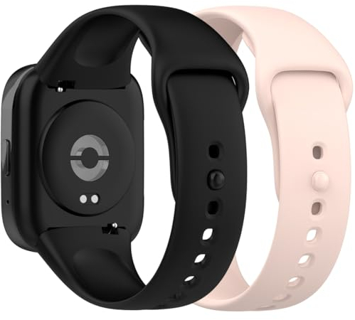 Pheant Sportarmband Kompatibel mit Xiaomi Redmi Watch 3 Active Armband Silikon Ersatzarmband für Damen Herren, Schwarz Rosa