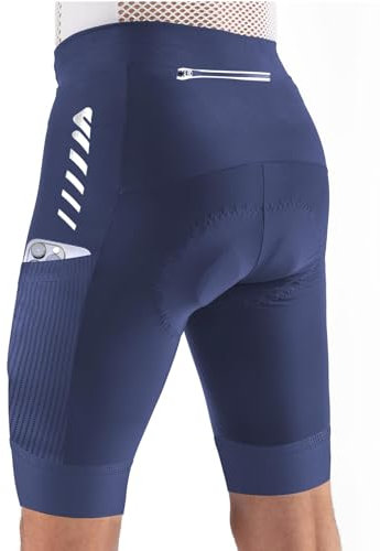 Wulibike Cycling Shorts Mens Padded,Quick Dry & Breathable Bike Shorts with Reflective Strips and Pockets for Road Cycling 1-Blue L