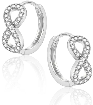 CERSLIMO Ohrringe Unendlichkeitszeichen Silber, Infinity Creolen Silber 925 12mm AAA Zirkonia Unendlich Silberohrringe Schmuck Unendlichkeit Geschenke